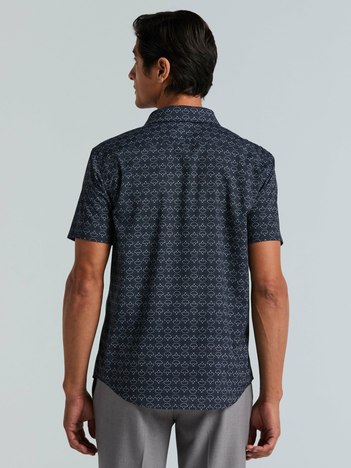 Dotted Wave Print Slim Fit Total Stretch Shirt | Perry Ellis