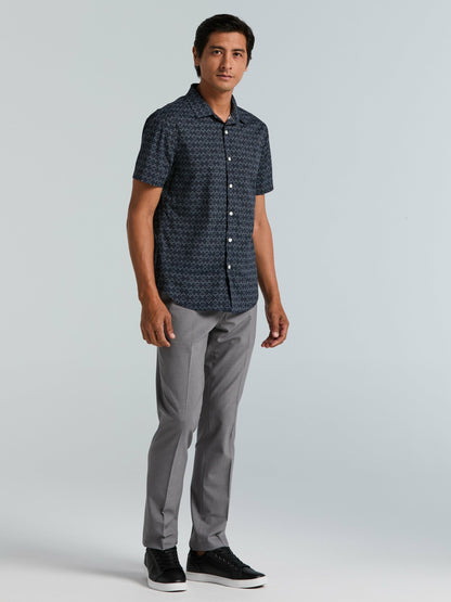 Dotted Wave Print Slim Fit Total Stretch Shirt | Perry Ellis