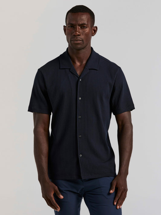 Vertical Stripe Jacquard Button Front Knit | Perry Ellis