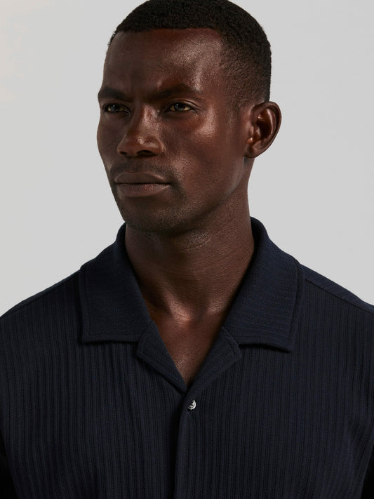 Vertical Stripe Jacquard Button Front Knit | Perry Ellis