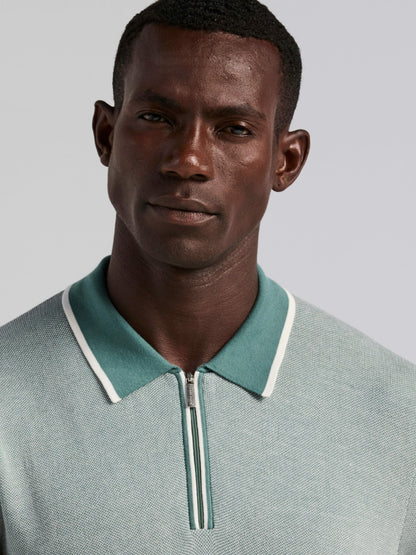Bi-Color Stitch Zip Polo | Perry Ellis