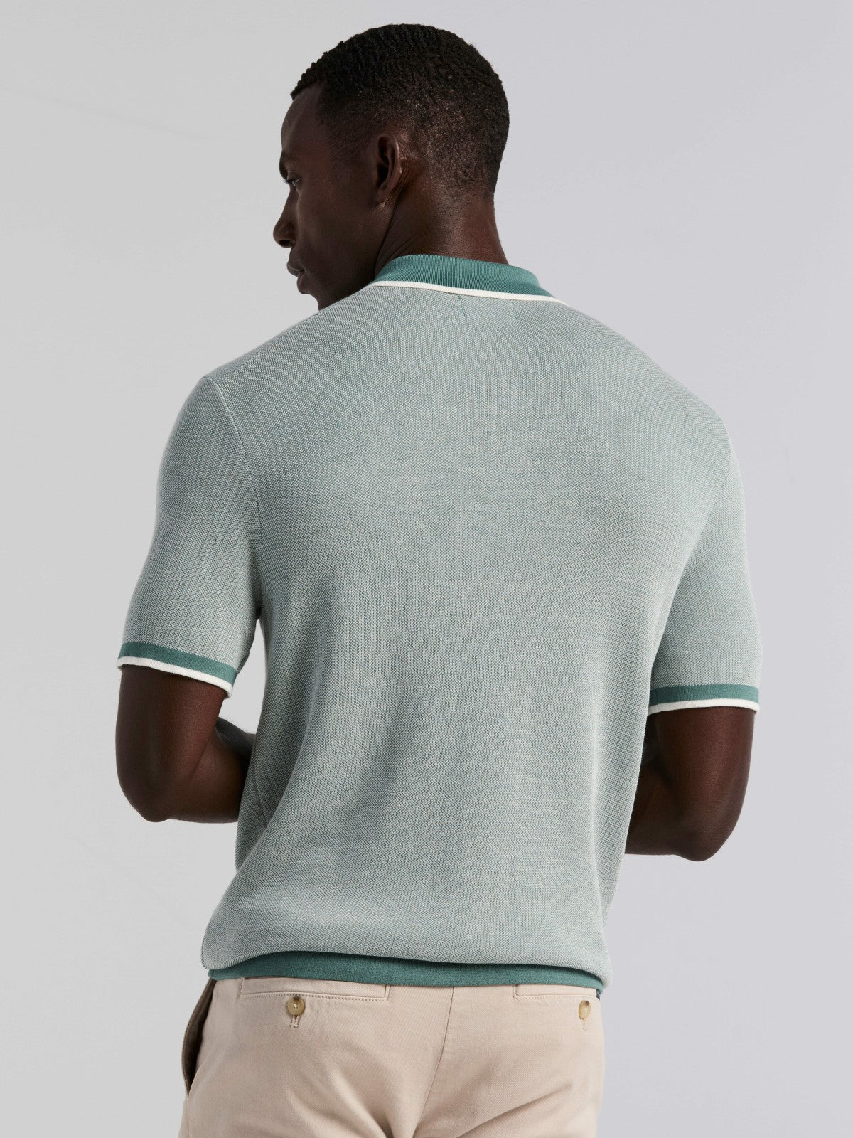 Bi-Color Stitch Zip Polo | Perry Ellis