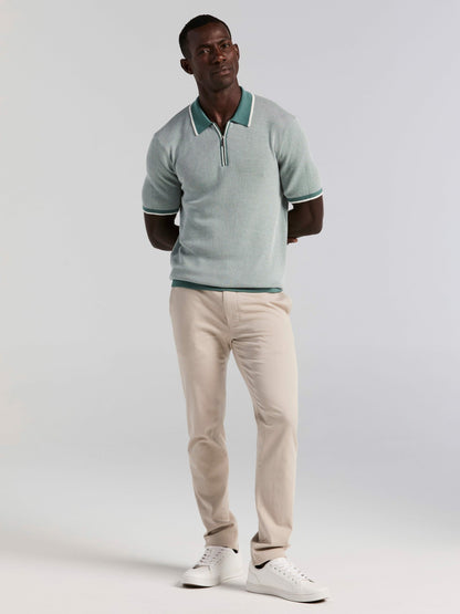Bi-Color Stitch Zip Polo | Perry Ellis
