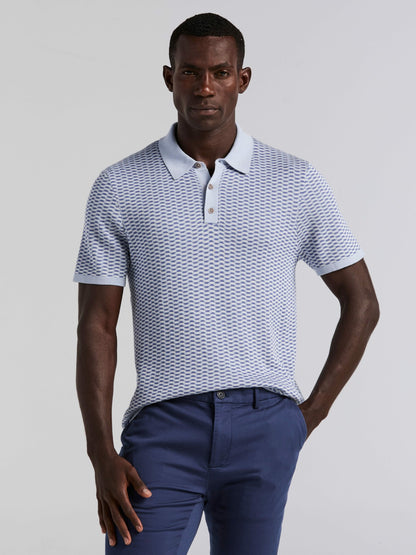 Cotton Modal Geo Polo Sweater | Perry Ellis