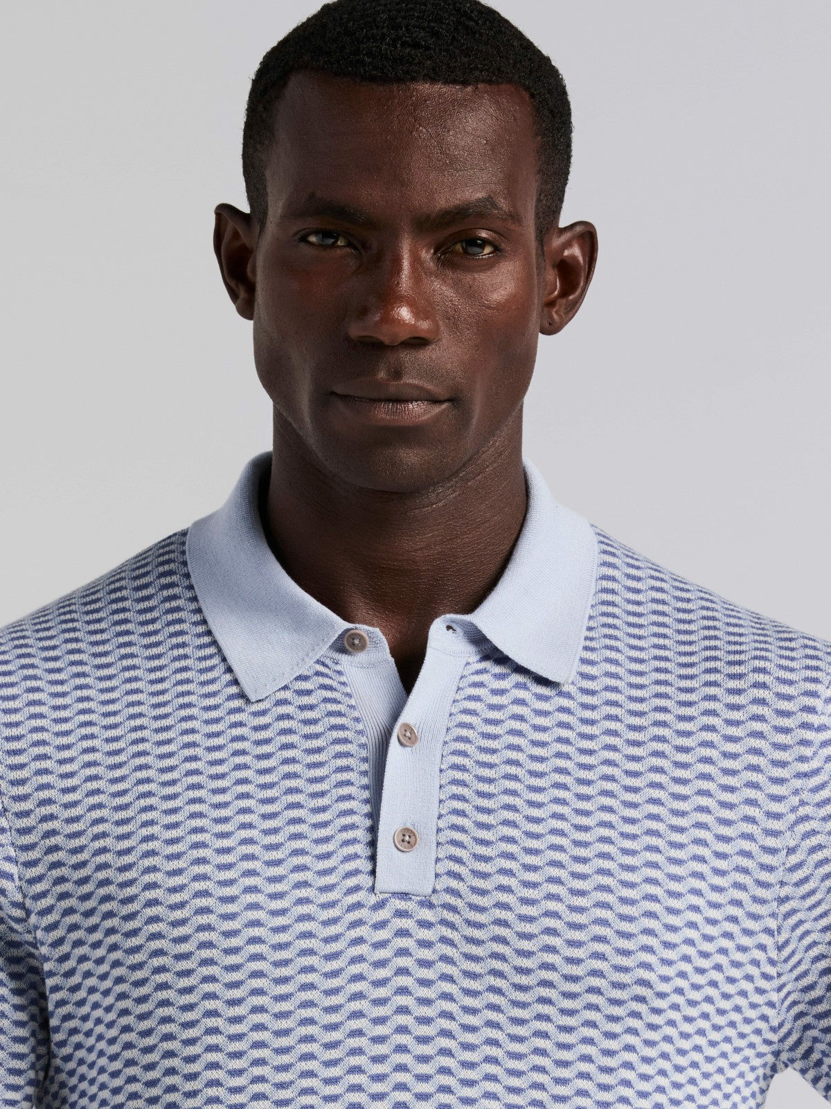 Cotton Modal Geo Polo Sweater | Perry Ellis