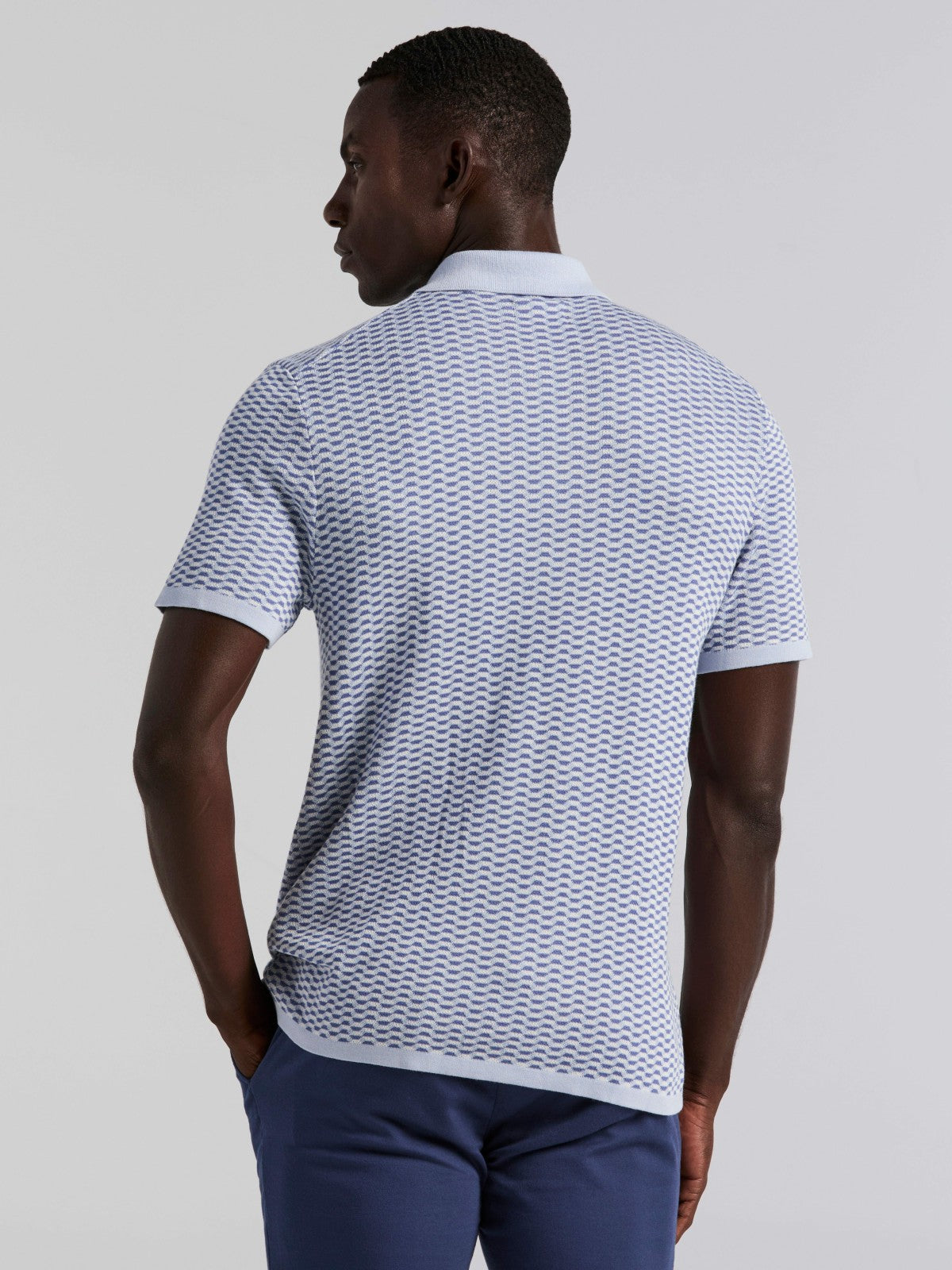 Cotton Modal Geo Polo Sweater | Perry Ellis