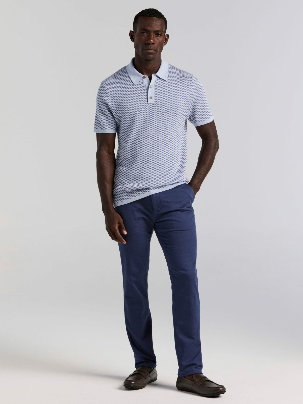 Cotton Modal Geo Polo Sweater | Perry Ellis