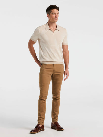 Leaf Print Open Collar Sweater Polo | Perry Ellis