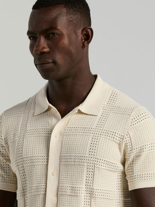 Jacquard Pattern Button Front Sweater | Perry Ellis