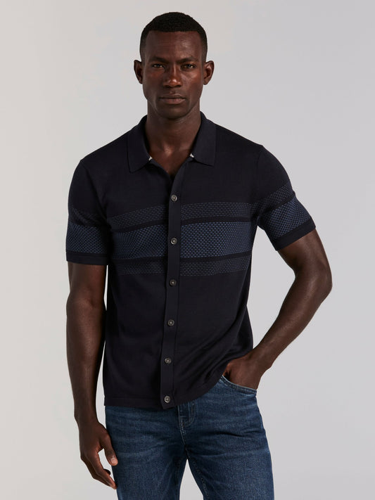 Cotton Modal Textured Button Front Sweater | Perry Ellis