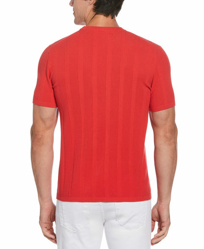 Tech Knit Striped Crew Neck Shirt | Perry Ellis